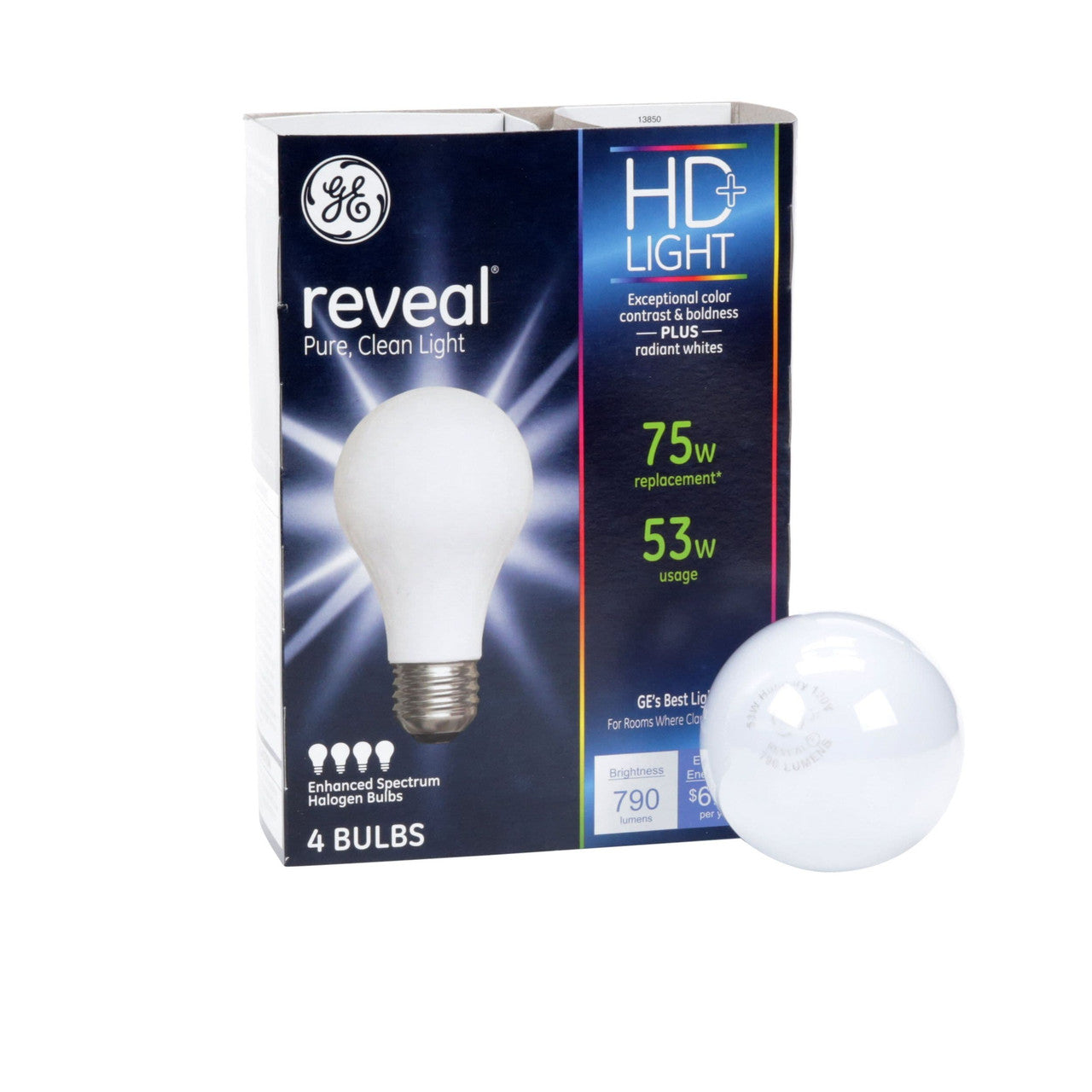 Ge Lighting 53 Watt Soft White Reveal Halogen Light Bulb Pack, 4 Ea